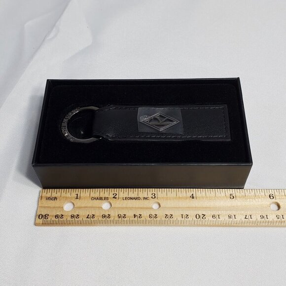 Ralph Laurens Black Diamond Club Leather Keychain Key Fob Ring In Gift Box 6.5" - Picture 7 of 7